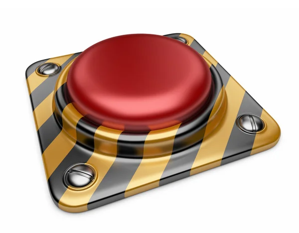 Röd larmknappen. 3D ikonen isolerad på vit bakgrund — Stockfoto