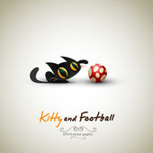 Kleine Katze spielt mit Fußball