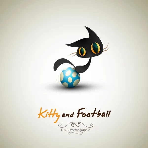 Pequeno Gato jogando com Futebol — Vetor de Stock