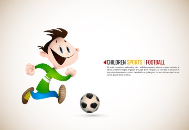 Little Boy PLaying Football clipart