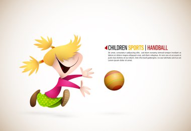 Little Girl PLaying Handball clipart