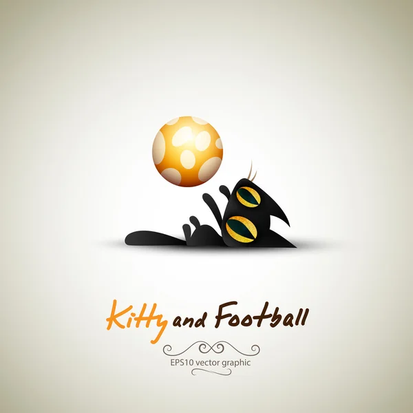 Petit chat jouant avec le football — Image vectorielle