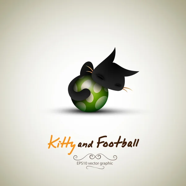 Petit chat dormant sur le football — Image vectorielle