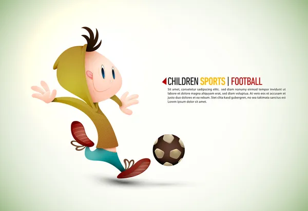 儿童足球运动员踢足球 — 图库矢量图片