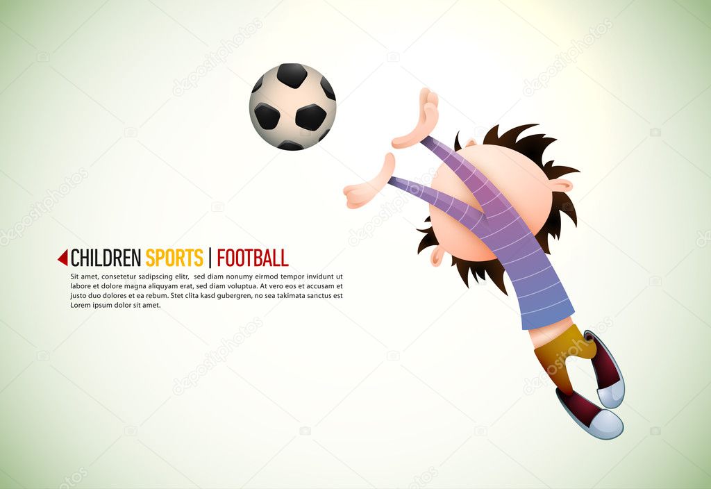 Child Soccer Player Goalkeeper Faults Toward the Football