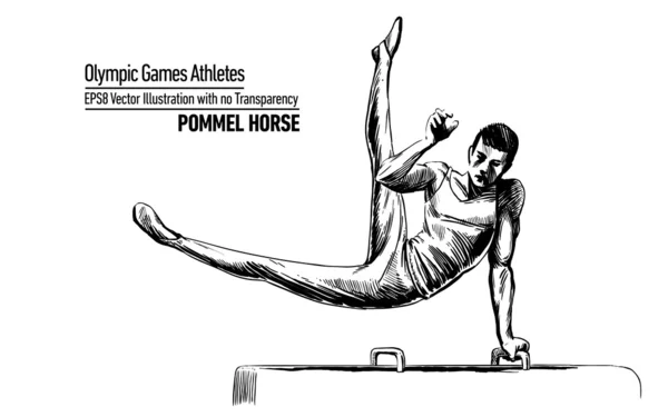 Vector Illustration Olympic Games Athletes | Pommel Horse — Stock Vector
