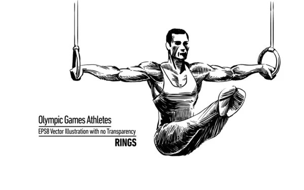Vektorové ilustrace olympijské hry sportovci | kroužky — Stockový vektor