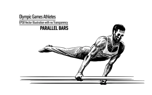 Vector illustratie Olympische atleten | Parallelle staven — Stockvector