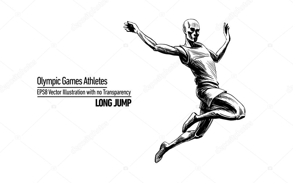 Vector Illustration Olympic Games Athletes Long Jump ⬇ Vector Image