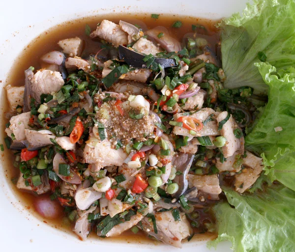 Laab pescado comida tailandesa — Foto de Stock