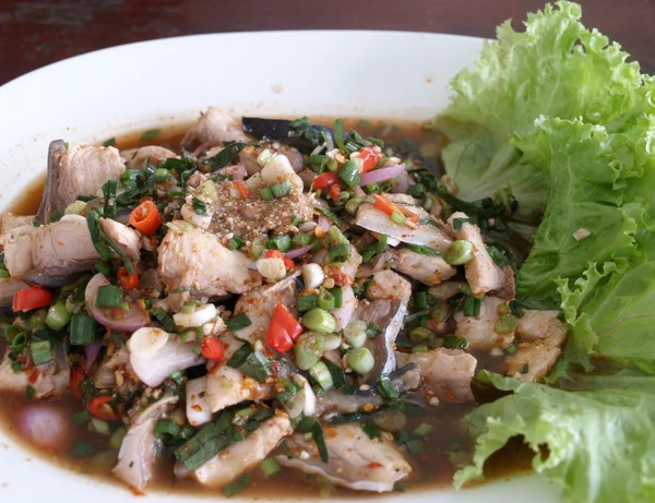 Laab pescado comida tailandesa — Foto de Stock