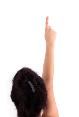 Woman Facing Back Points Up with her finger clipart