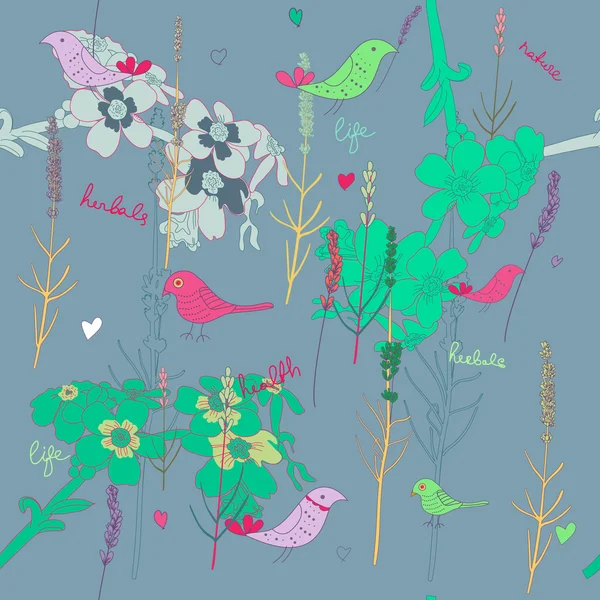 シームレスベクトル花柄 — ストックベクタ