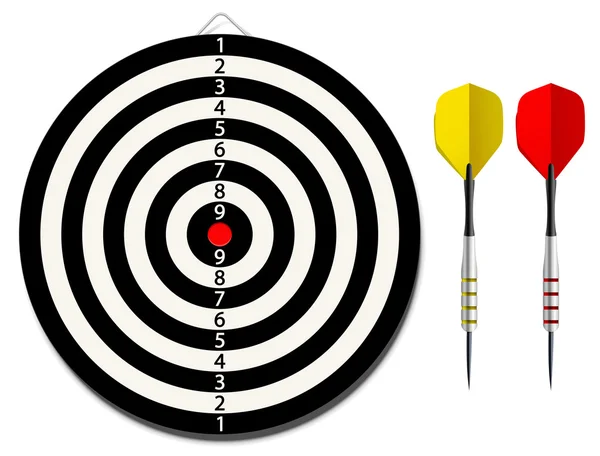 Dartboard with two darts — Stock Vector