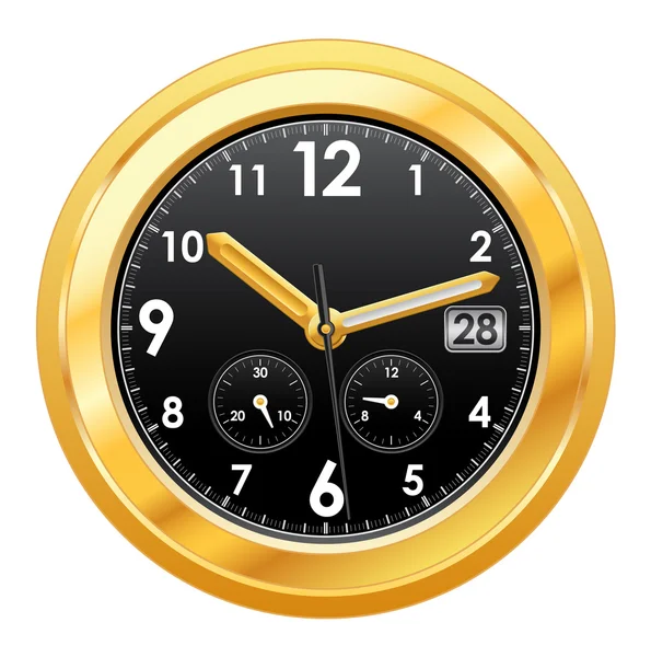 Zlaté hodinky s černým obličejem — Stockový vektor