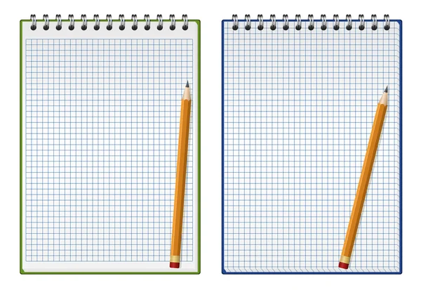 Négyzetes Jegyzettömb és ceruza — Stock Vector