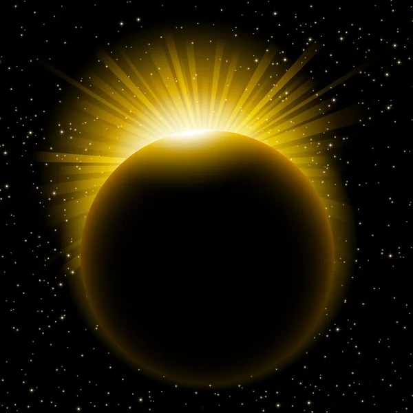 Солнечные лучи над планетой — стоковый вектор