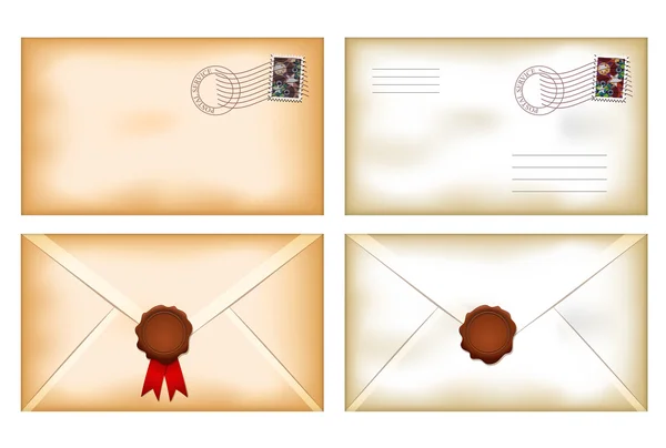 Envelopes vintage com selo de cera — Vetor de Stock