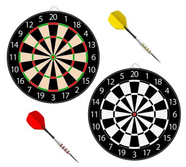 Dartboards with two darts clipart