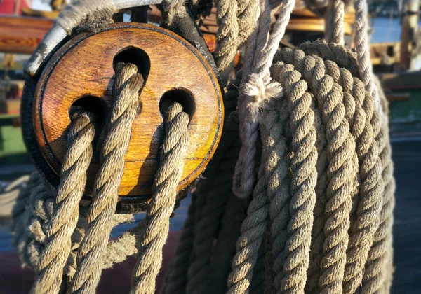Close-up of a fasten rope — Stock Photo, Image