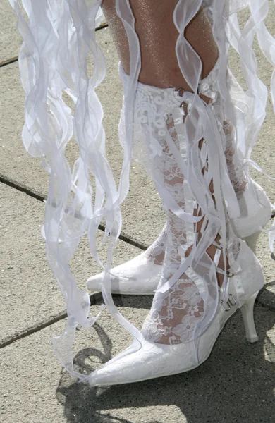 Bridal shoes - boots with lace — Stock Photo, Image