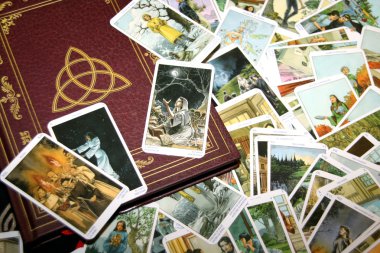 Tarot card reading and accessories clipart