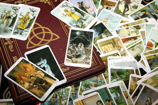 Tarot kártya olvasó és tartozékok — Stock Fotó