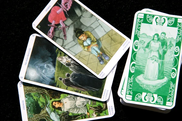 Tarotové karty čtení a doplňky Stock Snímky