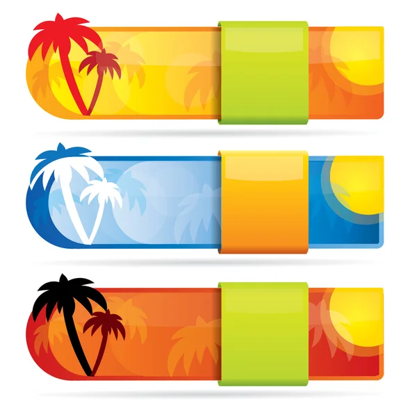 Set de banner vectorial tropical brillante — Vector de stock