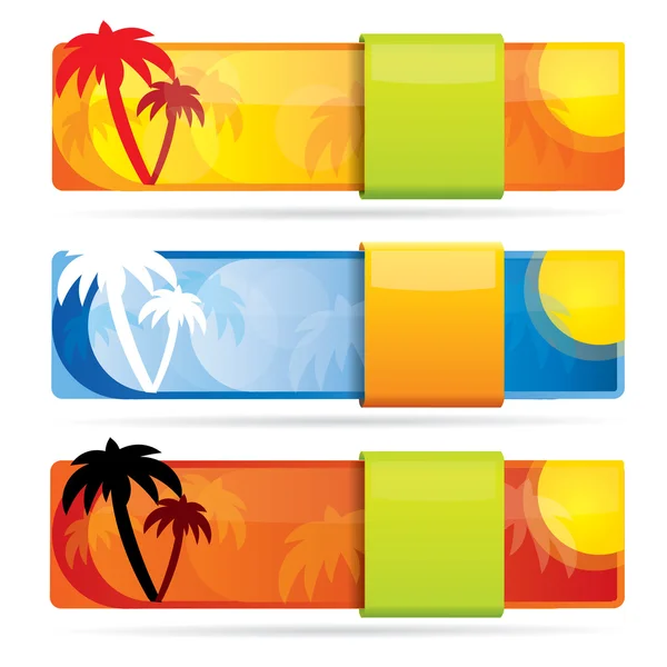 Set de banner vectorial tropical brillante — Archivo Imágenes Vectoriales