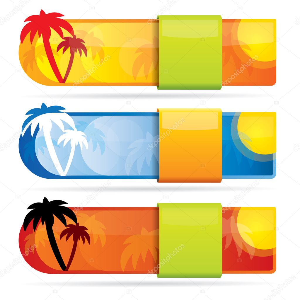 Tropical glossy vector banner set