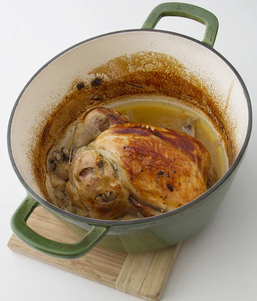 stock image Roasted chiken in a pot