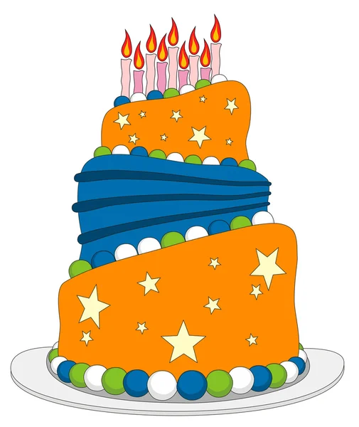 Pastel de cumpleaños — Vector de stock