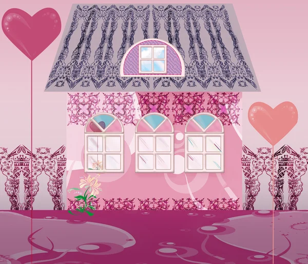 Słodki różowy dom — Zdjęcie stockowe