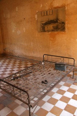 hücre - tuol sleng Müzesi (s21 hapis), phnom penh, Kamboçya