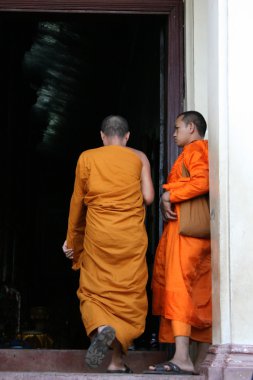 Budist rahipler - wat phnom, phnom penh, Kamboçya