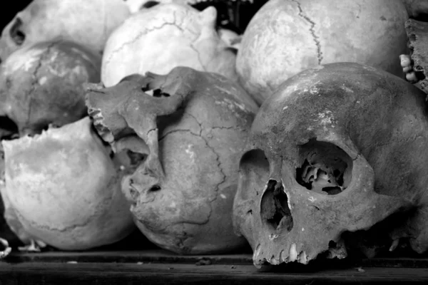 Schedel - the killing fields van choeung ek, phnom penh, Cambodja — Stockfoto