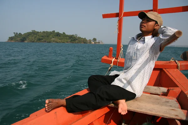 Barco laranja - Sihanoukville, Camboja — Fotografia de Stock