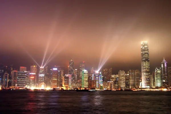 香港天际线，光的交响乐 — 图库照片