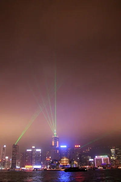 香港天际线，光的交响乐 — 图库照片
