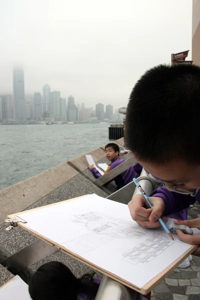 Σχολική εκδρομή - Χονγκ Κονγκ πόλη, Ασία — Φωτογραφία Αρχείου
