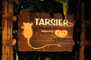 Tarsier Sign - Night Safari, Singapore clipart