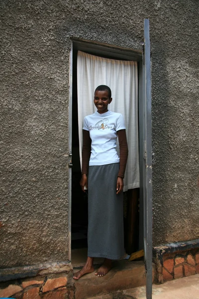 Local Woman at Home in Uganda, Africa — Stock Photo, Image