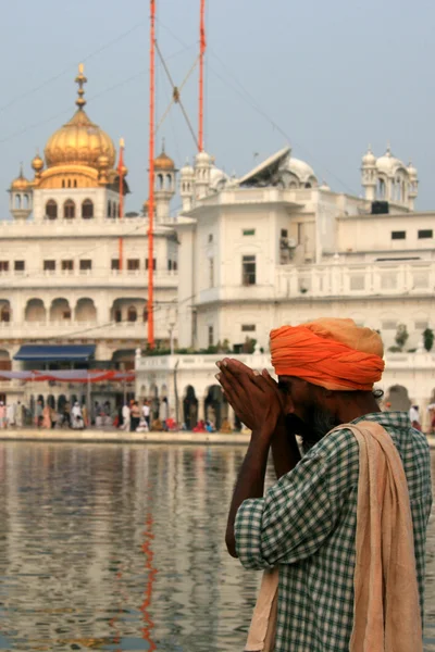 Homme sikh priant au temple d'or — Photo