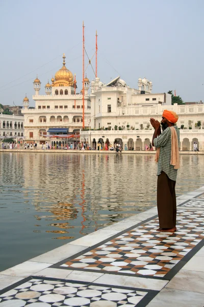 Hombre Sikh orando en el Templo Dorado —  Fotos de Stock
