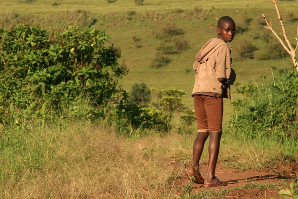 Afrikaanse jongen, Oeganda, Afrika — Stockfoto