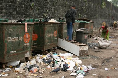 Trash Cans - Slums in Bombaby, Mumbai, India clipart