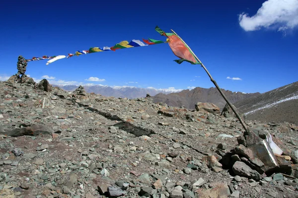 Tibet dua bayrakları - Himalayalar Hindistan — Stok fotoğraf