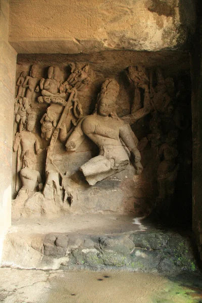 Bóg rzeźba w skale - Elefanta, mumbai, Indie — Zdjęcie stockowe
