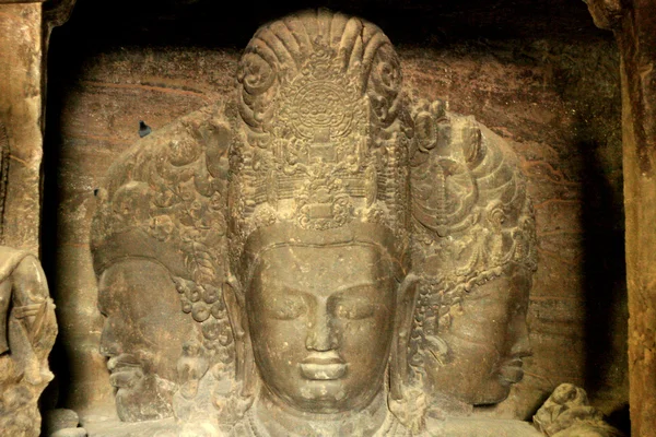 stock image God Carving in Rock - Elephanta Island, Mumbai, India